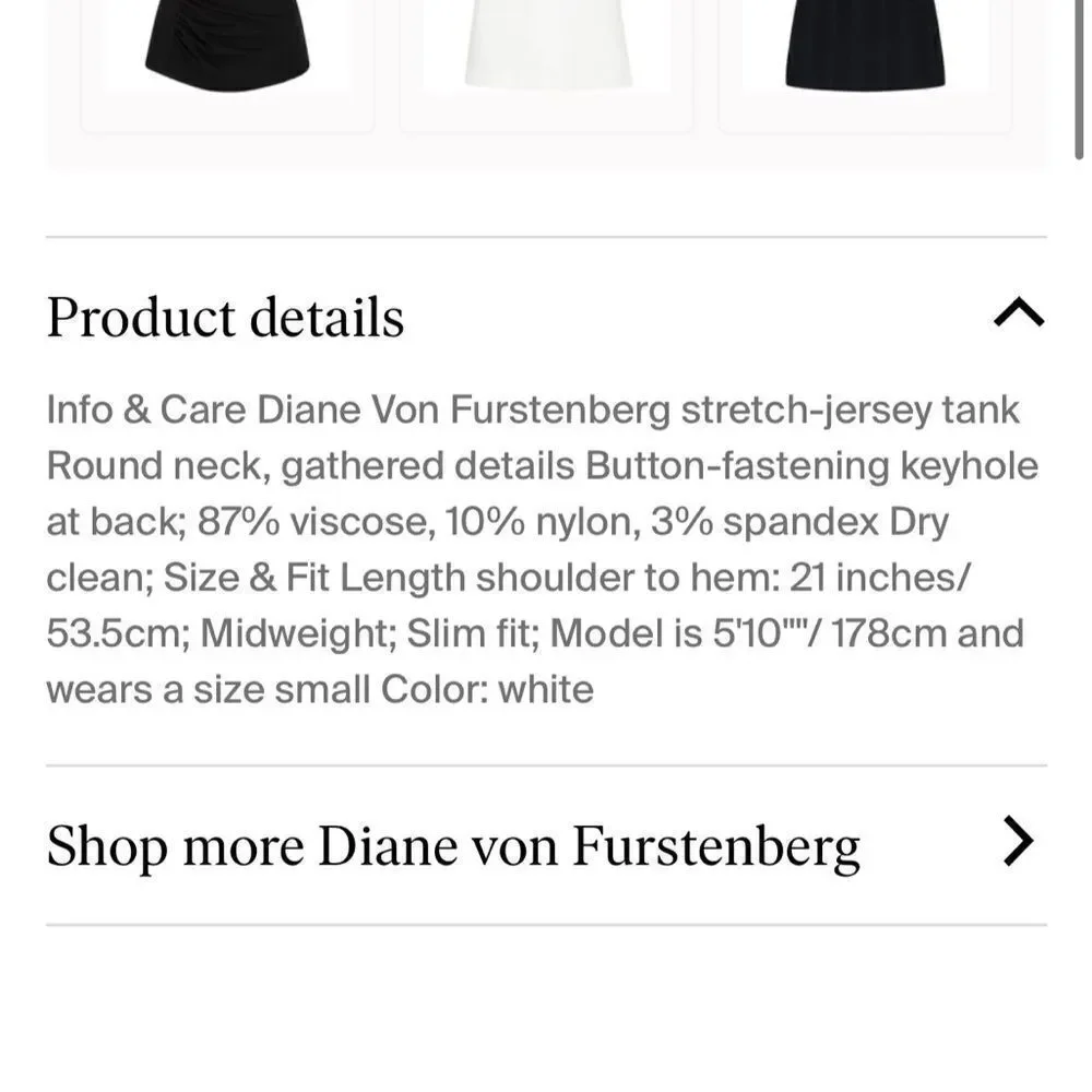Diane Von Furstenberg Poseidon Gathered Tank Ivory